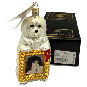 Christopher Radko Elizabeth Taylor Sugar Holiday Glass Ornament Box Pet Dog READ